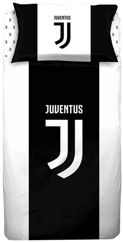 Fodbold Sengetøj 140x200 cm - Juventus sengesæt - 2 i 1 design - 100% bomuld